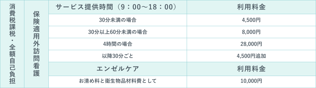 保険適用外サービス利用の場合